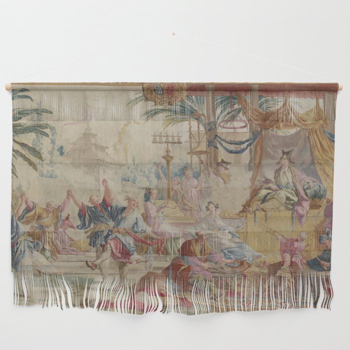 Antique 18th Century Chinoiserie Dance French Tapestry by Francois Boucher Wall Hanging Gallery Image 1
