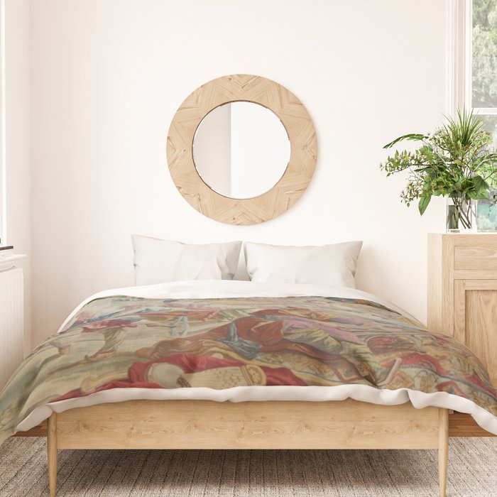 Antique 18th Century Chinoiserie Dance French Tapestry by Francois Boucher Duvet Cover Gallery Image 3