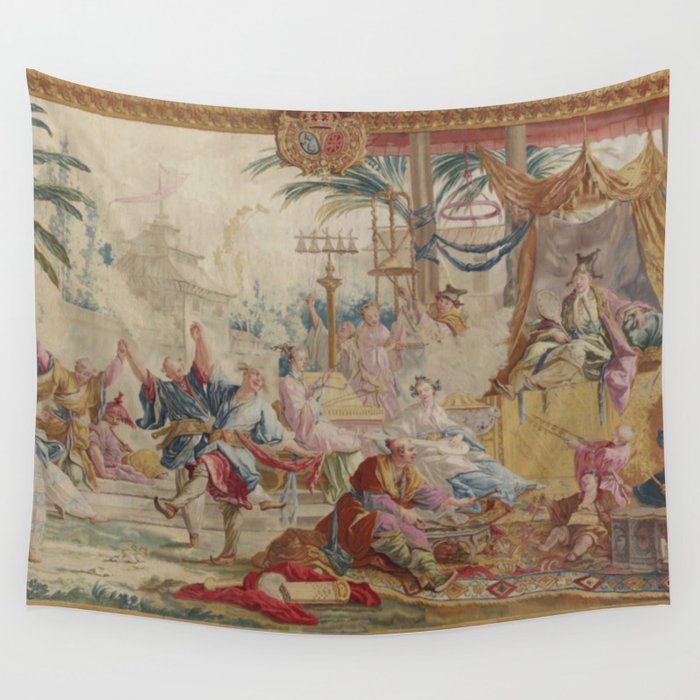 Antique 18th Century Chinoiserie Dance French Tapestry by Francois Boucher Wall Tapestry Gallery Image 4