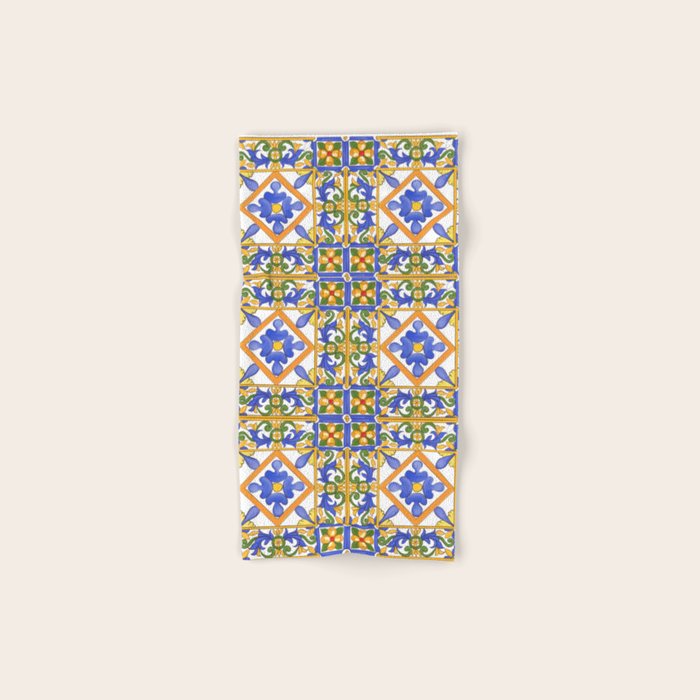 Summer,colourful detailed, Sicilian style art Bath Towel Gallery Image 1