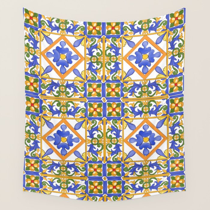 Summer,colourful detailed, Sicilian style art Wall Tapestry Gallery Image 4