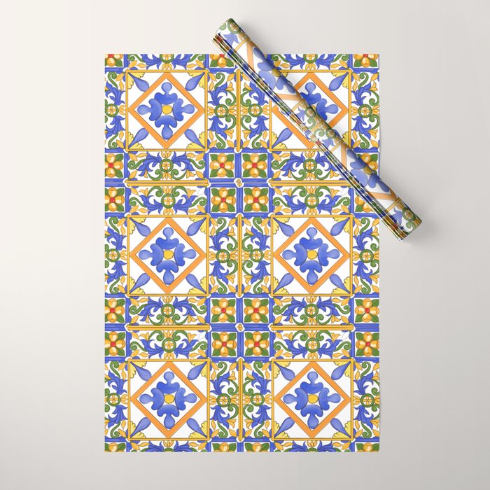 Summer,colourful detailed, Sicilian style art Wrapping Paper Gallery Image 1