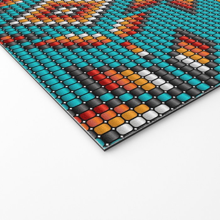 Modern colorful beaded boho aztec kilim pattern on teal Welcome Mat Gallery Image 2