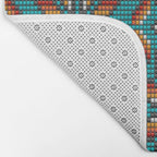 Modern colorful beaded boho aztec kilim pattern on teal Bath Mat Gallery Image 2