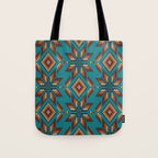 Modern colorful beaded boho aztec kilim pattern on teal Tote Bag Gallery Image 1
