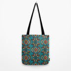 Modern colorful beaded boho aztec kilim pattern on teal Tote Bag Gallery Image 2