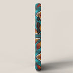 Modern colorful beaded boho aztec kilim pattern on teal iPhone Case Gallery Image 2