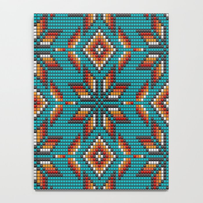 Modern colorful beaded boho aztec kilim pattern on teal Notebook Gallery Image 4