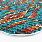 Modern colorful beaded boho aztec kilim pattern on teal Bath Mat Gallery Image 3