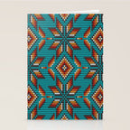 Modern colorful beaded boho aztec kilim pattern on teal Stationery Card Gallery Image 2