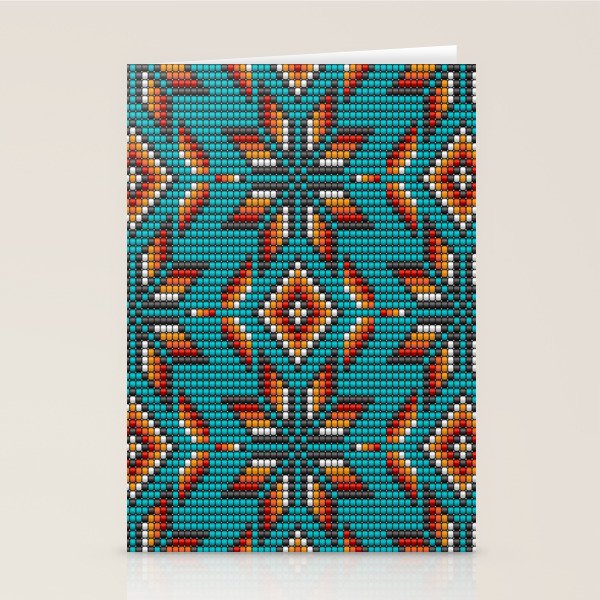 Modern colorful beaded boho aztec kilim pattern on teal Stationery Card Gallery Image 1