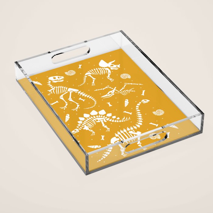 Dinosaur Fossils on Mustard Yellow Acrylic Tray Gallery Image 1