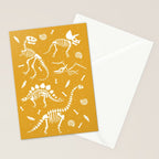 Dinosaur Fossils on Mustard Yellow Stationery Card Gallery Image 2