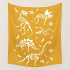 Dinosaur Fossils on Mustard Yellow Wall Tapestry Gallery Image 4
