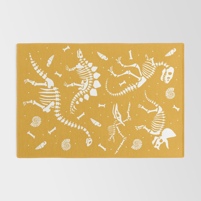 Dinosaur Fossils on Mustard Yellow Rug Gallery Image 2