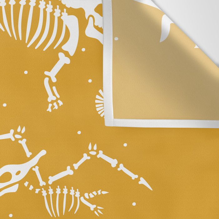 Dinosaur Fossils on Mustard Yellow Wall Tapestry Gallery Image 3