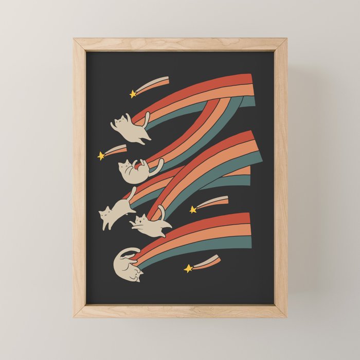 Cat Landscape 164: The Shooting Stars Mini Art Print Gallery Image 1