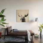 Moose - Black & White Wood Wall Art Gallery Image 2
