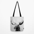 Moose - Black & White Tote Bag Gallery Image 2