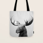Moose - Black & White Tote Bag Gallery Image 1