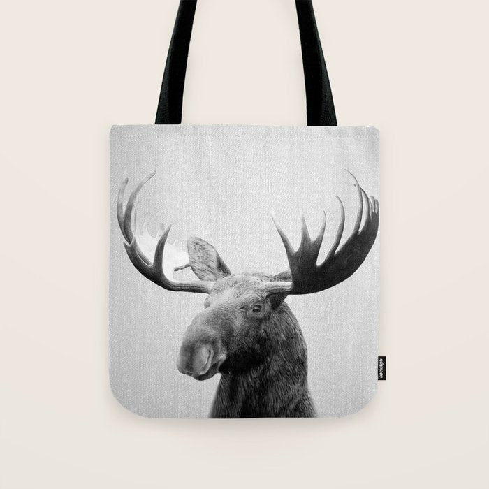 Moose - Black & White Tote Bag Gallery Image 1