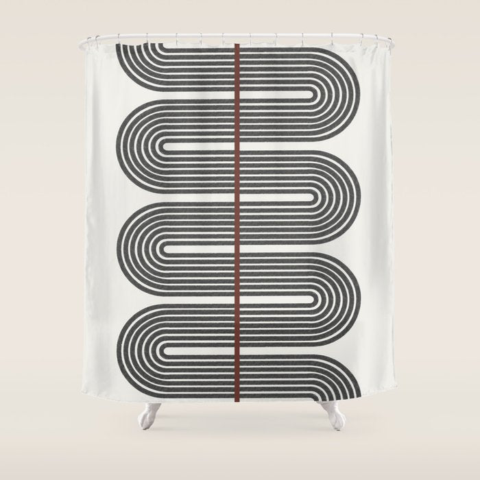 Retro, Mid-Century Line Art Shower Curtain Gallery Image 1