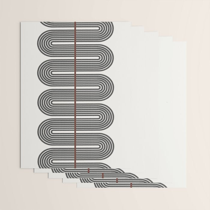 Retro, Mid-Century Line Art Wrapping Paper Gallery Image 3