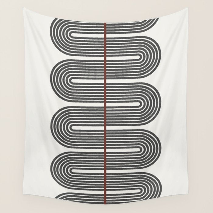 Retro, Mid-Century Line Art Wall Tapestry Gallery Image 1