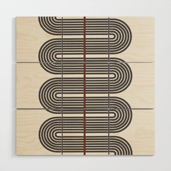 Retro, Mid-Century Line Art Wood Wall Art Gallery Image 1