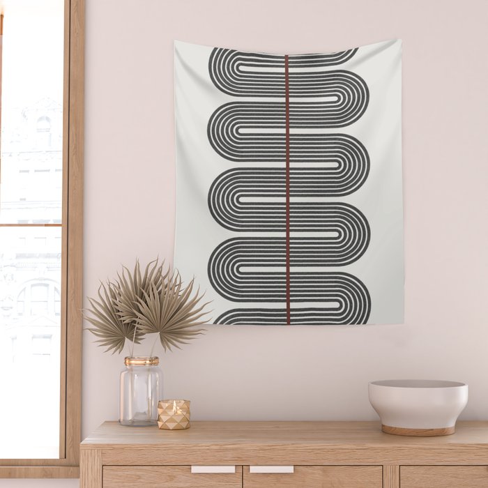 Retro, Mid-Century Line Art Wall Tapestry Gallery Image 2