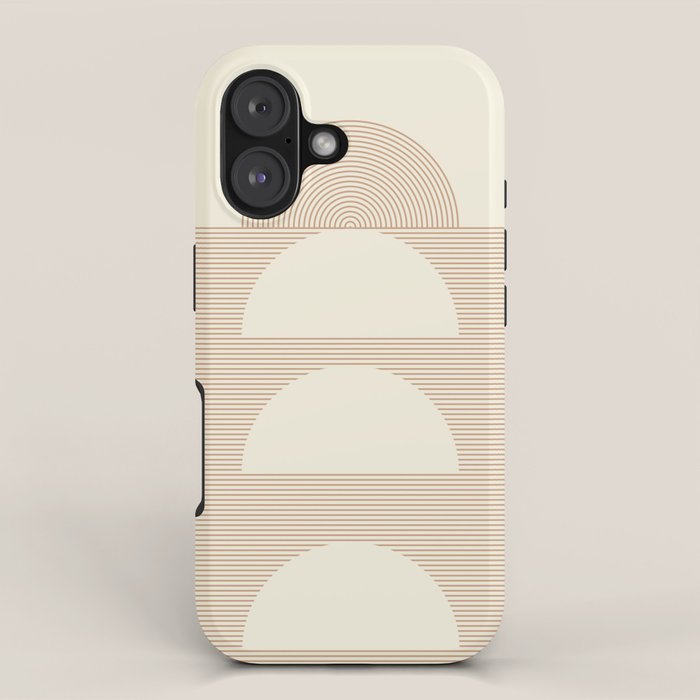 Geometric lines in Shades of Coffee and Latte 4 (Sunrise and Sunset) iPhone Case Gallery Image 1