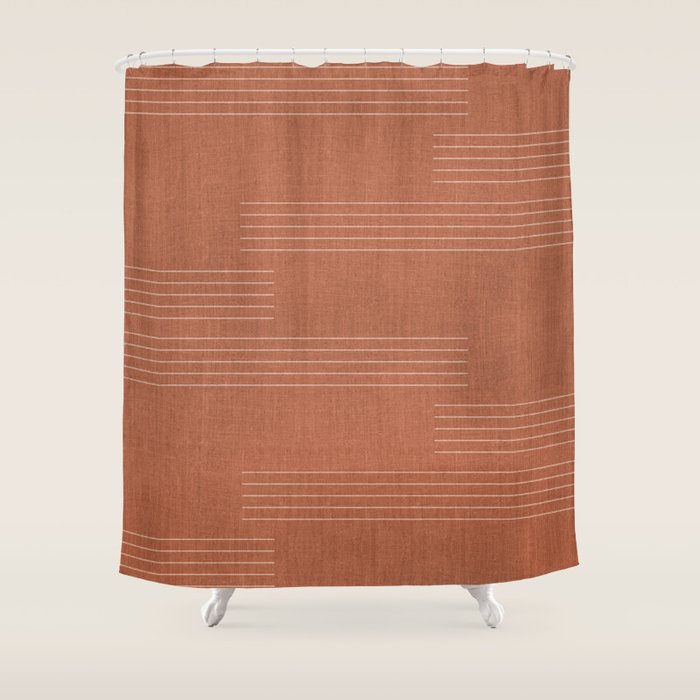 Minimal, Pattern, Boho Prints, Terracotta Shower Curtain Gallery Image 1