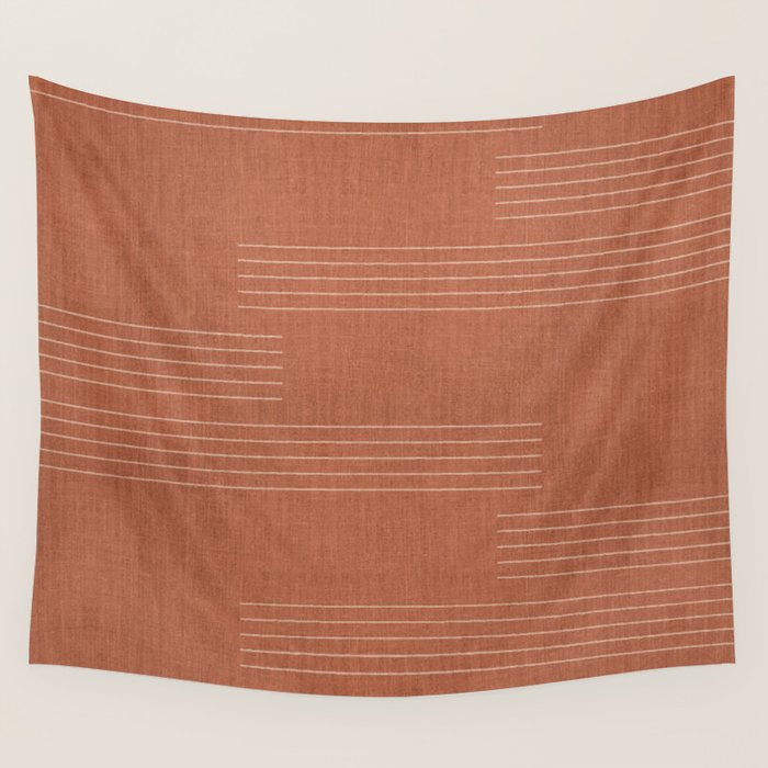 Minimal, Pattern, Boho Prints, Terracotta Wall Tapestry Gallery Image 4