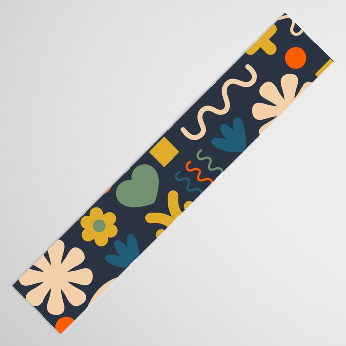 Cute Miscellany Rainbow Floral Pattern Blue Orange Green Mustard Table Runner Gallery Image 3