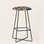 Cute Miscellany Rainbow Floral Pattern Blue Orange Green Mustard Stool Gallery Image 1