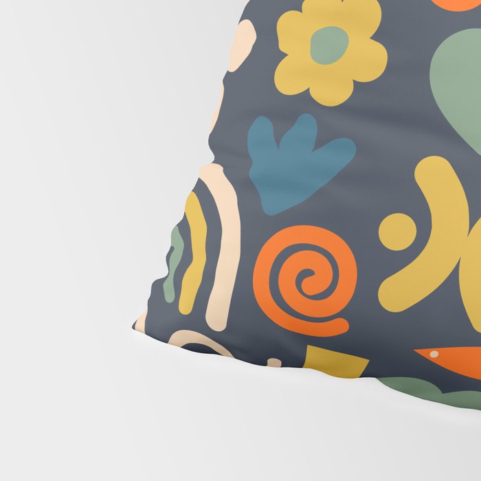 Cute Miscellany Rainbow Floral Pattern Blue Orange Green Mustard Pillow Sham Gallery Image 4