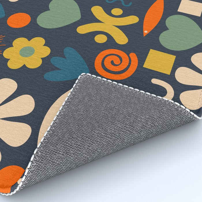 Cute Miscellany Rainbow Floral Pattern Blue Orange Green Mustard Rug Gallery Image 4