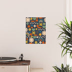 Cute Miscellany Rainbow Floral Pattern Blue Orange Green Mustard Poster Gallery Image 2