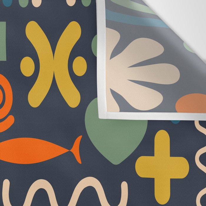 Cute Miscellany Rainbow Floral Pattern Blue Orange Green Mustard Wall Tapestry Gallery Image 3