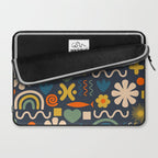 Cute Miscellany Rainbow Floral Pattern Blue Orange Green Mustard Laptop Sleeve Gallery Image 2