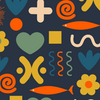 Cute Miscellany Rainbow Floral Pattern Blue Orange Green Mustard Coffee Mug Gallery Image 2