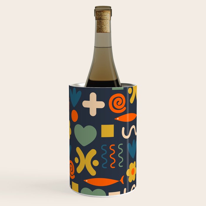 Cute Miscellany Rainbow Floral Pattern Blue Orange Green Mustard Wine Chiller Gallery Image 1