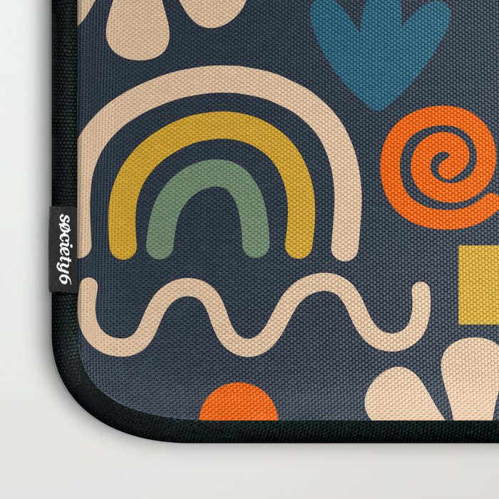 Cute Miscellany Rainbow Floral Pattern Blue Orange Green Mustard Laptop Sleeve Gallery Image 3