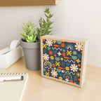 Cute Miscellany Rainbow Floral Pattern Blue Orange Green Mustard Mini Art Print Gallery Image 2