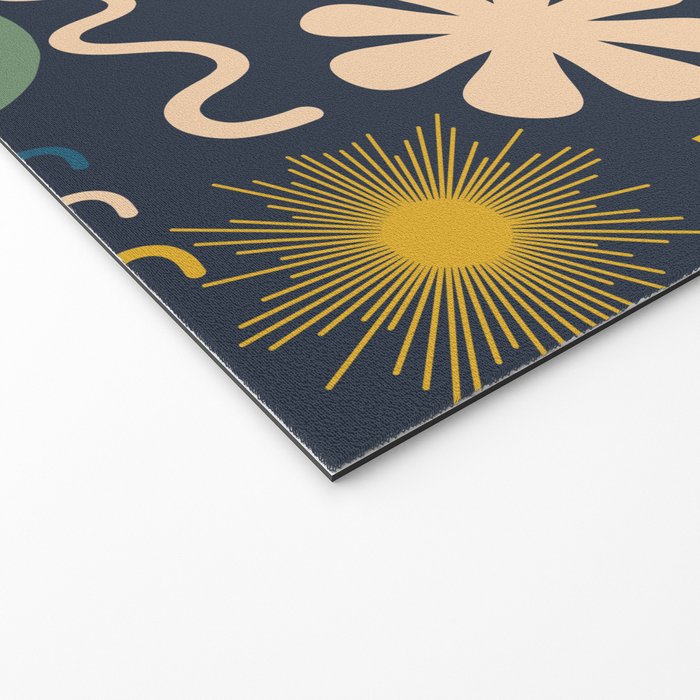 Cute Miscellany Rainbow Floral Pattern Blue Orange Green Mustard Welcome Mat Gallery Image 2