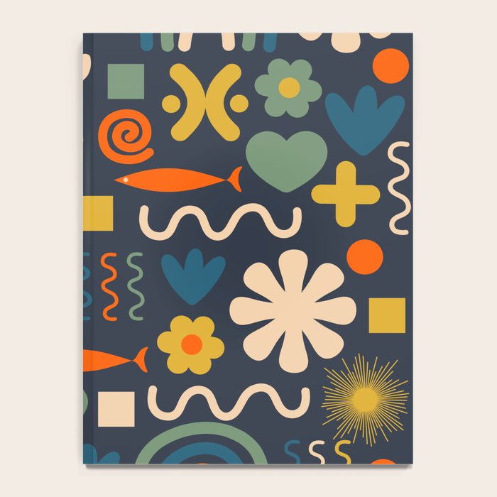 Cute Miscellany Rainbow Floral Pattern Blue Orange Green Mustard Notebook Gallery Image 4
