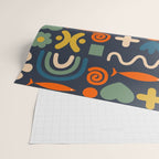 Cute Miscellany Rainbow Floral Pattern Blue Orange Green Mustard Wrapping Paper Gallery Image 2