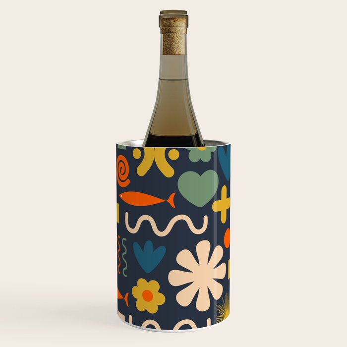 Cute Miscellany Rainbow Floral Pattern Blue Orange Green Mustard Wine Chiller Gallery Image 3