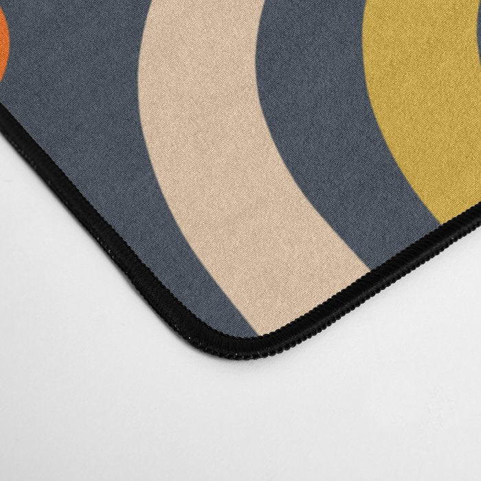 Cute Miscellany Rainbow Floral Pattern Blue Orange Green Mustard Desk Mat Gallery Image 4