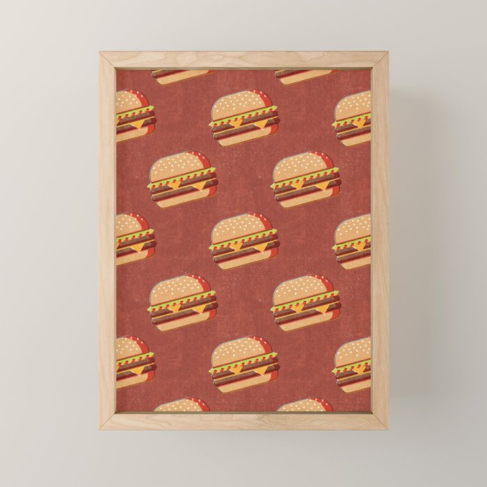 FAST FOOD / Burger - pattern Mini Art Print Gallery Image 1